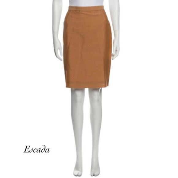 Vintage Escada Margaretha Ley Brown Wool Mohair Blend Skirt Size EU40 US10
